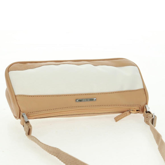 GUCCI Accessoiretas Canvas Leer Beige Zilver 92820 Auth am10445V