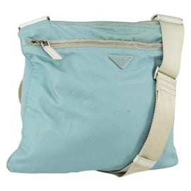 PRADA Shoulder Bag Nylon Light Blue Silver Auth am10448