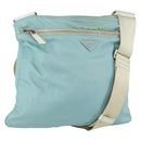 PRADA Shoulder Bag Nylon Light Blue Silver Auth am10448-1