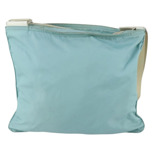 PRADA Shoulder Bag Nylon Light Blue Silver Auth am10448