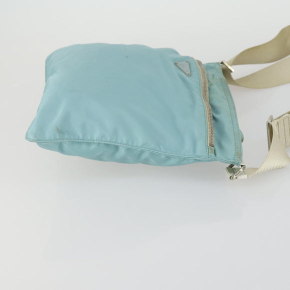 PRADA Shoulder Bag Nylon Light Blue Silver Auth am10448