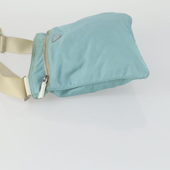 PRADA Shoulder Bag Nylon Light Blue Silver Auth am10448