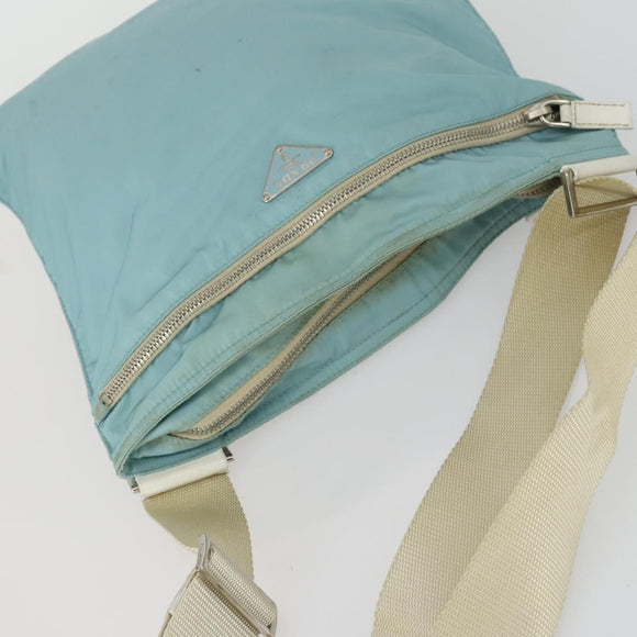 PRADA Shoulder Bag Nylon Light Blue Silver Auth am10448