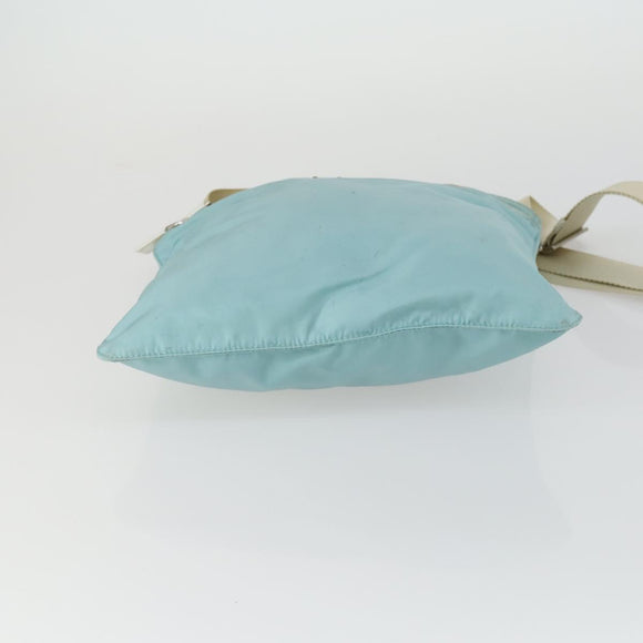 PRADA Shoulder Bag Nylon Light Blue Silver Auth am10448