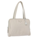 PRADA Tote Bag Nylon White Silver Auth am10449-1