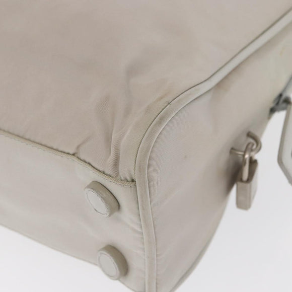 PRADA Tote Bag Nylon White Silver Auth am10449