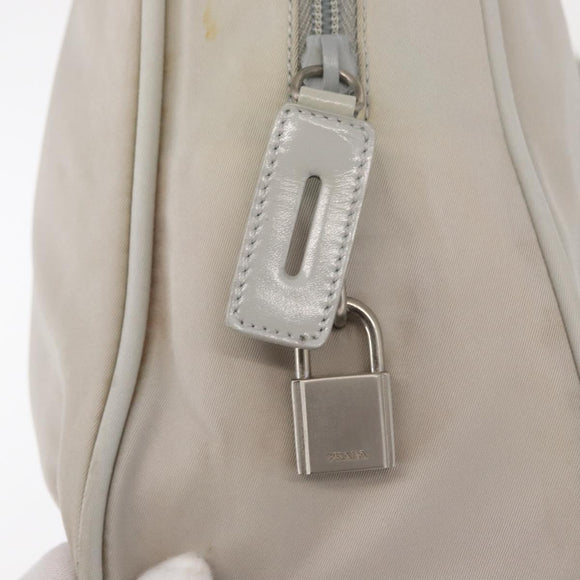 PRADA Tote Bag Nylon White Silver Auth am10449