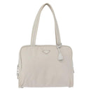 PRADA Tote Bag Nylon White Silver Auth am10449-13