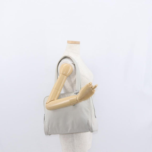 PRADA Tote Bag Nylon White Silver Auth am10449
