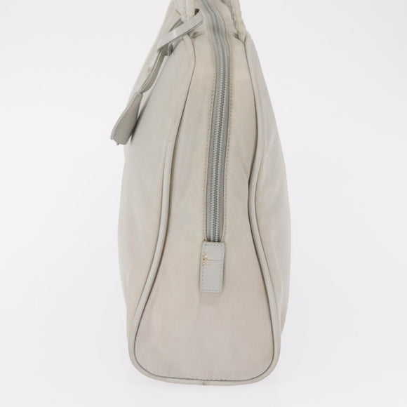 PRADA Tote Bag Nylon White Silver Auth am10449