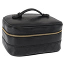 CHANEL Bicolore Vanity Hand Bag Lamb Skin Black Gold CC Auth am10451-1