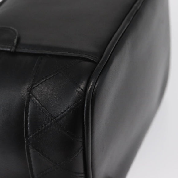 CHANEL Bicolore Vanity Hand Bag Lamb Skin Black Gold CC Auth am10451