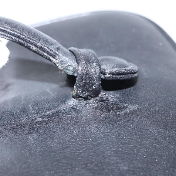 CHANEL Bicolore Vanity Hand Bag Lamb Skin Black Gold CC Auth am10451