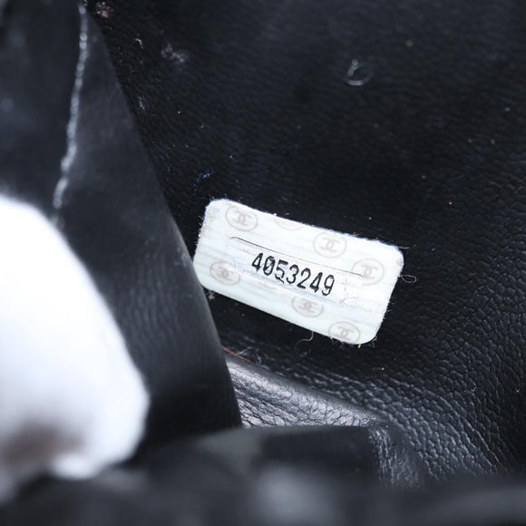 CHANEL Bicolore Vanity Hand Bag Lamb Skin Black Gold CC Auth am10451