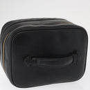 CHANEL Bicolore Vanity Hand Bag Lamb Skin Black Gold CC Auth am10451-6