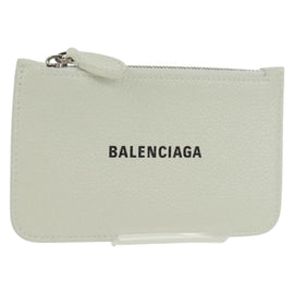 BALENCIAGA Card Case Leather White Silver 594214 Auth am10469V
