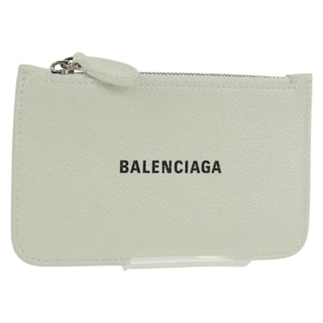 BALENCIAGA Card Case Leather White Silver 594214 Auth am10469V