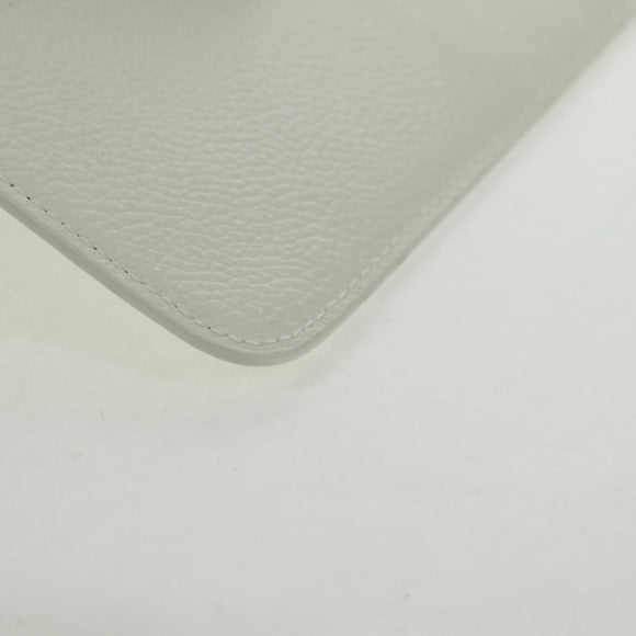 BALENCIAGA Card Case Leather White Silver 594214 Auth am10469V