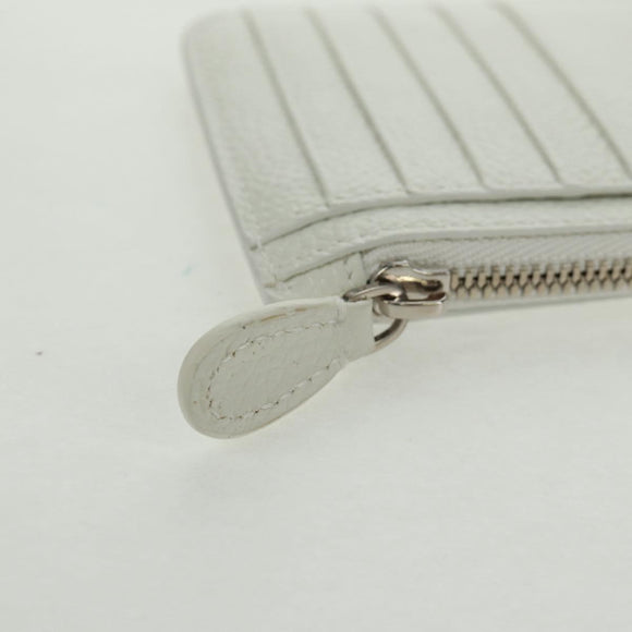 BALENCIAGA Card Case Leather White Silver 594214 Auth am10469V
