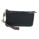 GUCCI GG Canvas Web Sherry Line Accessory Pouch Black Gold 191184 Auth am10471V-1