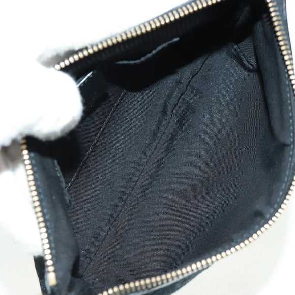 GUCCI GG Canvas Web Sherry Line Accessory Pouch Black Gold 191184 Auth am10471V