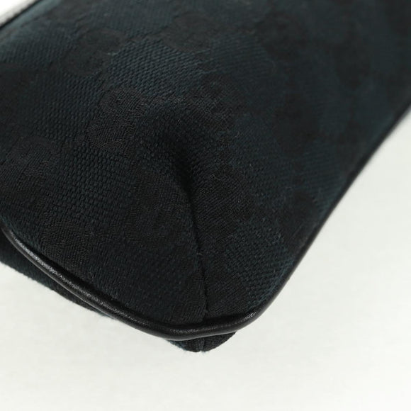 GUCCI GG Canvas Web Sherry Line Accessory Pouch Black Gold 191184 Auth am10471V