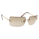 CHANEL CC Rhinestone Rimless Sunglasses metal Brown CC Auth am10473V-1