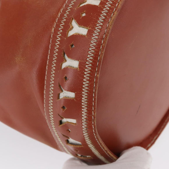 SAINT LAURENT purse Shoulder Bag Leather Brown Gold Auth am10475