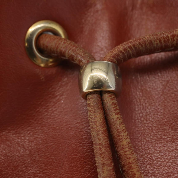 SAINT LAURENT purse Shoulder Bag Leather Brown Gold Auth am10475