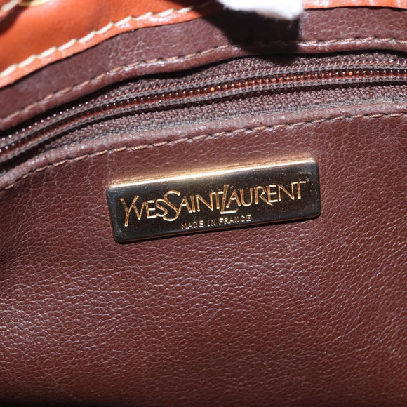 SAINT LAURENT purse Shoulder Bag Leather Brown Gold Auth am10475