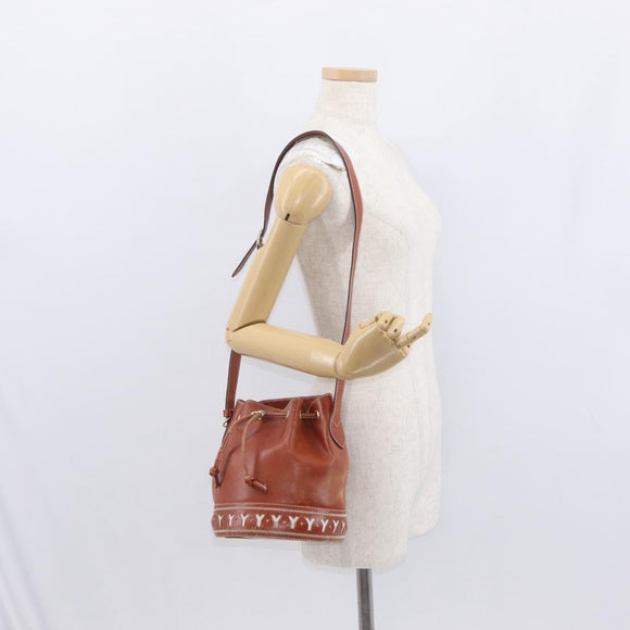 SAINT LAURENT purse Shoulder Bag Leather Brown Gold Auth am10475