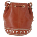 SAINT LAURENT purse Shoulder Bag Leather Brown Gold Auth am10475-2
