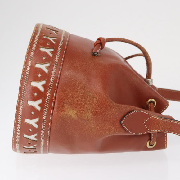 SAINT LAURENT purse Shoulder Bag Leather Brown Gold Auth am10475