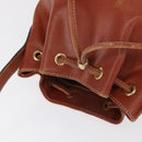 SAINT LAURENT purse Shoulder Bag Leather Brown Gold Auth am10475-7