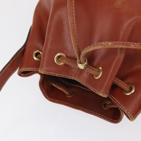 SAINT LAURENT purse Shoulder Bag Leather Brown Gold Auth am10475