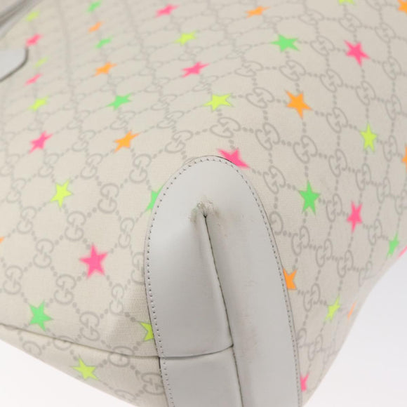 GUCCI GG Supreme Star Tote Bag PVC White 309407 Auth am10476