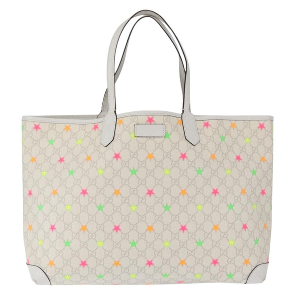 GUCCI GG Supreme Star Tote Bag PVC White 309407 Auth am10476