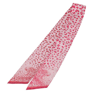 CARTIER PANTHERE Bandeau Scarf Silk Pink Auth am10479V