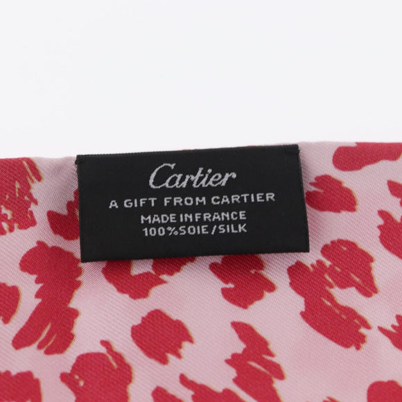 CARTIER PANTHERE Bandeau Scarf Silk Pink Auth am10479V