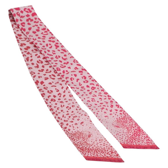 CARTIER PANTHERE Bandeau Scarf Silk Pink Auth am10479V