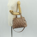 Miu Miu Matelasse Hand Bag Leather 2way Gold Light pink Auth am10480V-28