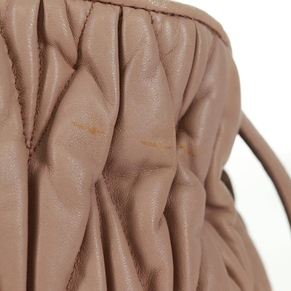 Miu Miu Matelasse Hand Bag Leather 2way Gold Light pink Auth am10480V