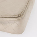 CHANEL Matelasse Turn Lock Chain Bag Lamb Skin White Gold CC Auth am10500-9