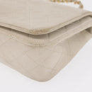 CHANEL Matelasse Turn Lock Chain Bag Lamb Skin White Gold CC Auth am10500-15