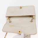 CHANEL Matelasse Turn Lock Chain Bag Lamb Skin White Gold CC Auth am10500-19