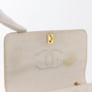 CHANEL Matelasse Turn Lock Chain Bag Lamb Skin White Gold CC Auth am10500-20