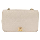 CHANEL Matelasse Turn Lock Chain Bag Lamb Skin White Gold CC Auth am10500-13