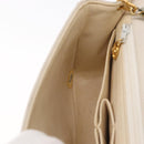 CHANEL Matelasse Turn Lock Chain Bag Lamb Skin White Gold CC Auth am10500-25
