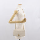 CHANEL Matelasse Turn Lock Chain Bag Lamb Skin White Gold CC Auth am10500-28