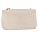 CHANEL Matelasse Turn Lock Chain Bag Lamb Skin White Gold CC Auth am10500-2